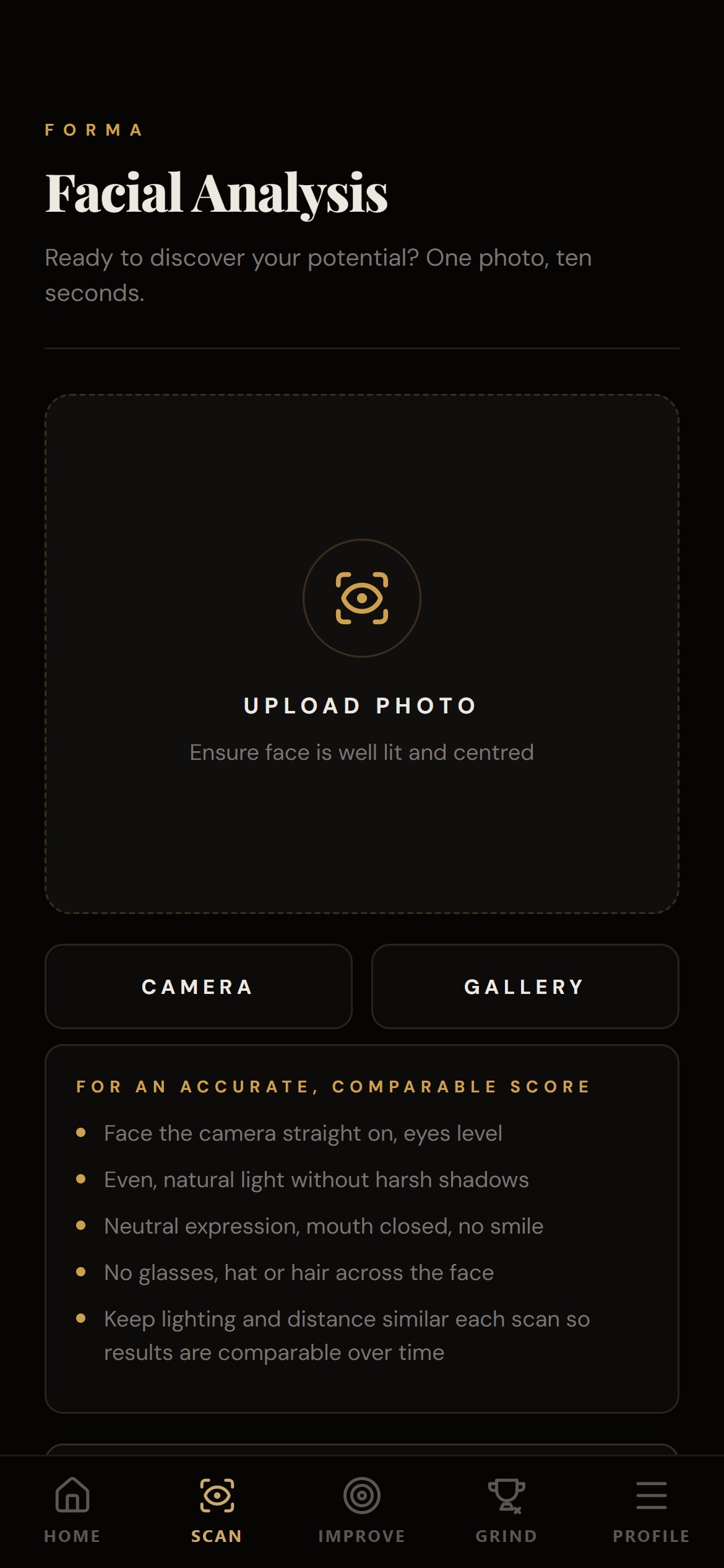 Forma Scan screen